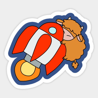 Rocket Ship Highland Cow Sticker